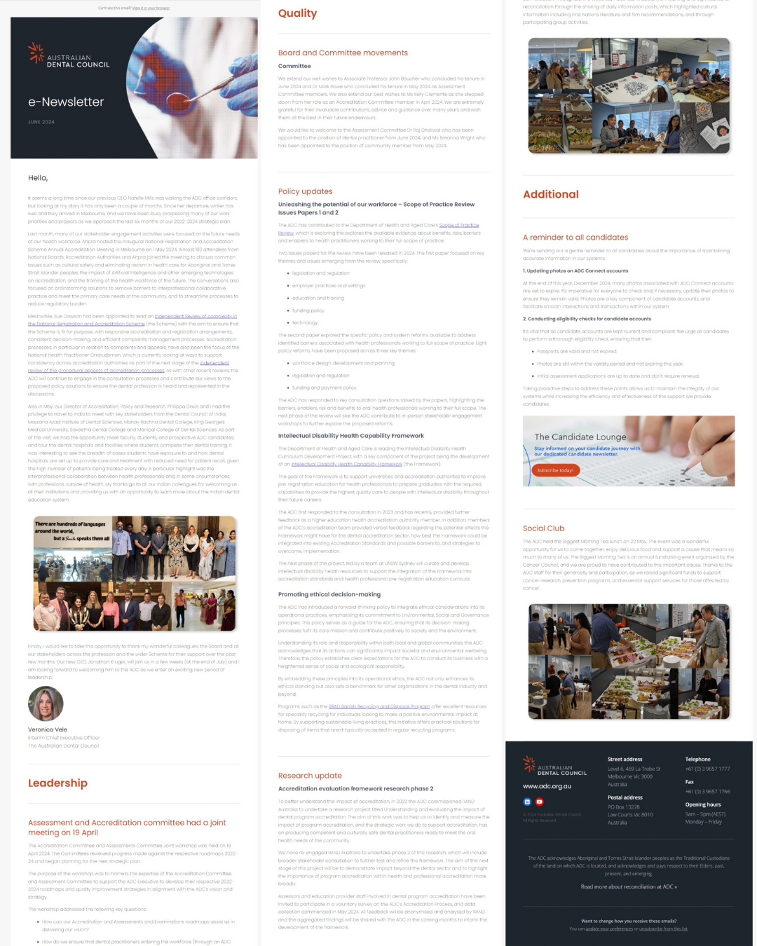 ADC newsletter — original text-heavy design.