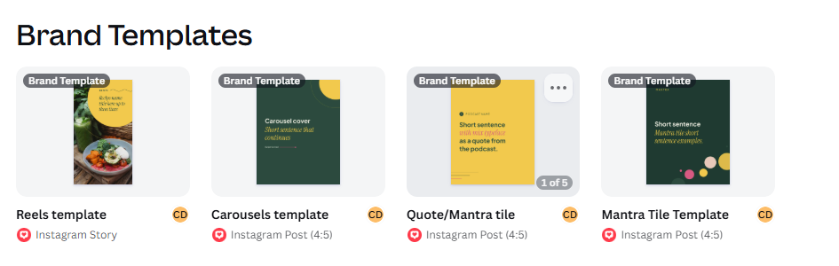 Cassie Davenport brand templates in Canva