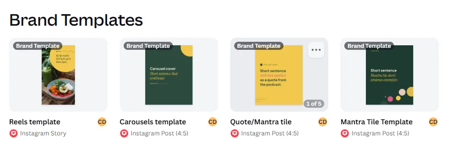 Cassie Davenport brand templates in Canva