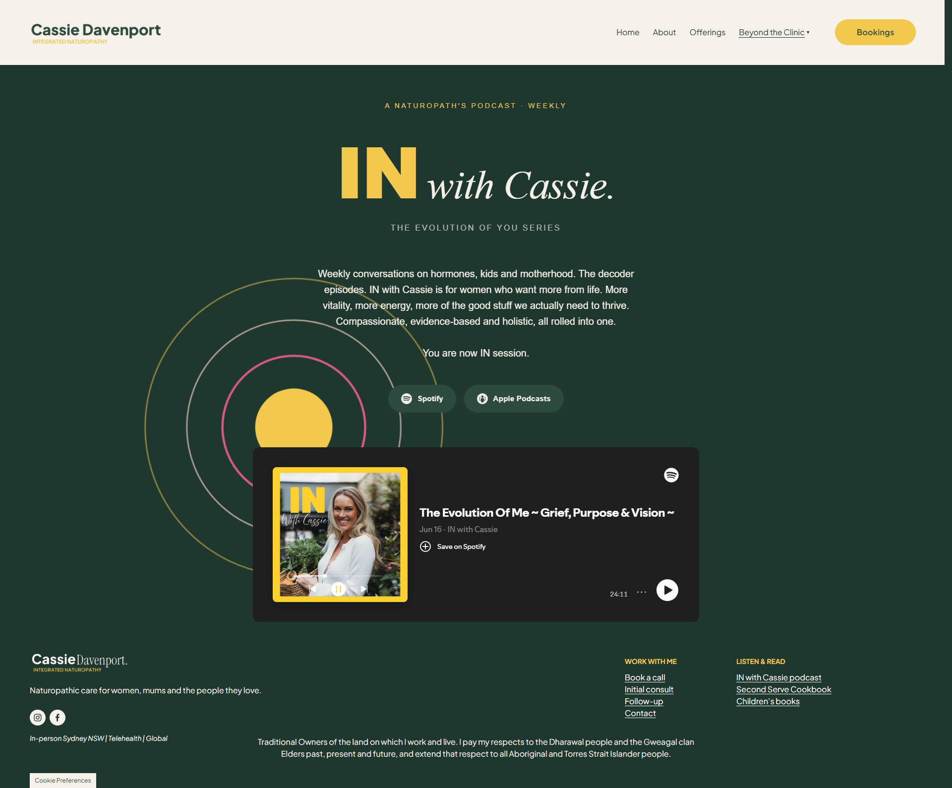Cassie Davenport podcast page