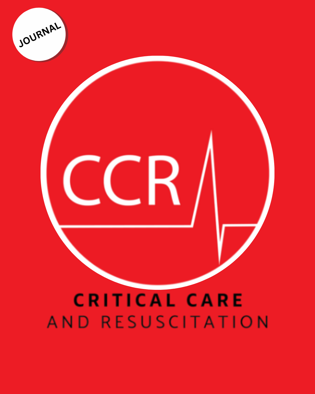Critical Care and Resuscitation journal cover with a CCR mark and ECG trace on a red ground.